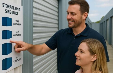 storage expert helping a customer choose the right storage unit size in Brisbane