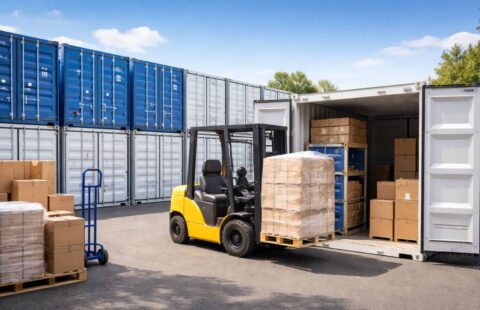 Container storage for small business equipment and inventory